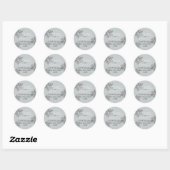 Silver Glitter Sneeuwvlok Gepersonaliseerd adres Ronde Sticker (Vel)