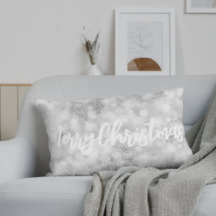 Silver Glitter Snow Personalized Lumbar Pillow Kussen