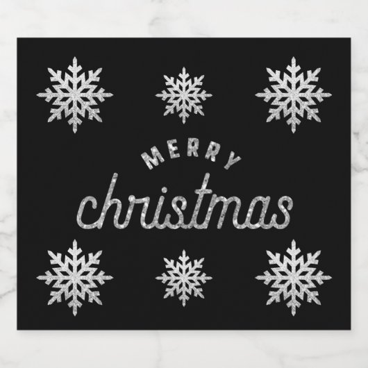 Silver Glitter Snowflake Bier Etiket (Enkel label)