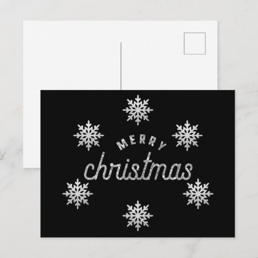 Silver Glitter Snowflake Briefkaart (Voorkant / Achterkant)