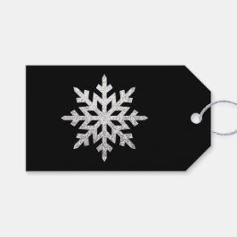 Silver Glitter Snowflake Cadeaulabel