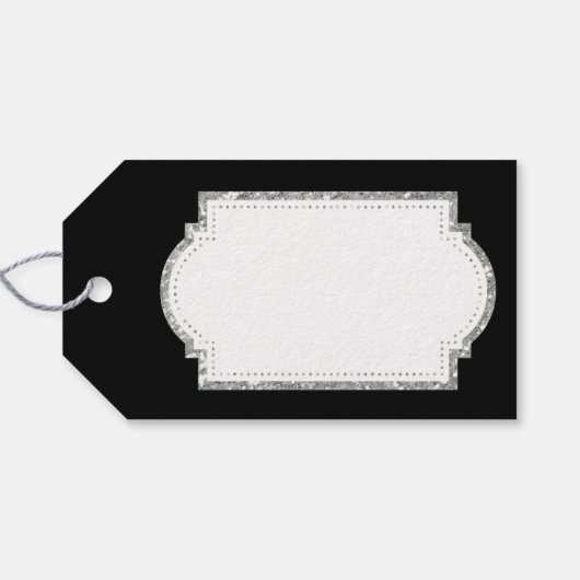 Silver Glitter Snowflake Cadeaulabel (Achterkant Horizontaal)