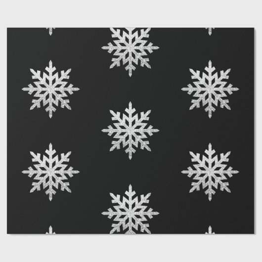 Silver Glitter Snowflake Cadeaupapier (Vlak)