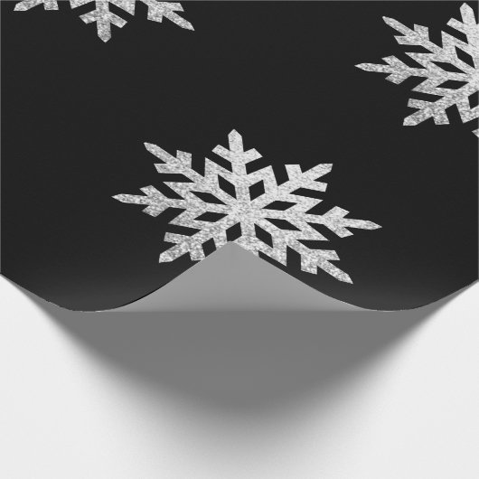 Silver Glitter Snowflake Cadeaupapier (Hoek)