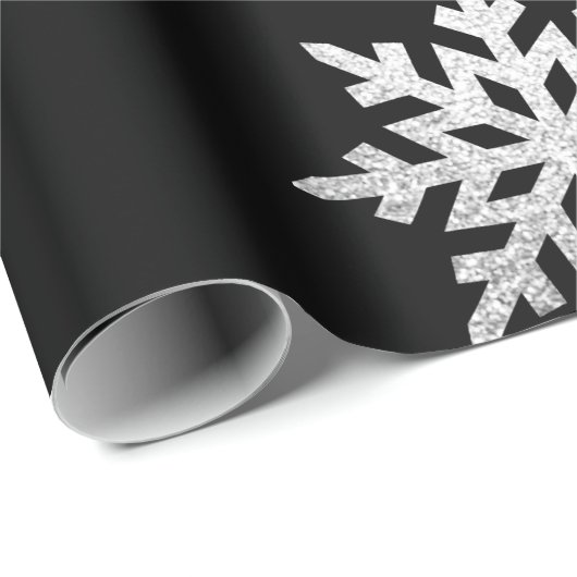 Silver Glitter Snowflake Cadeaupapier (Rol Hoek)
