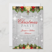 Silver Glitter Snowflake Festive Xmas Holiday  Kaart (Voorkant)