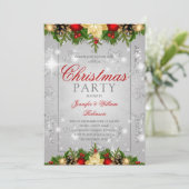 Silver Glitter Snowflake Festive Xmas Holiday  Kaart (Staand voorkant)