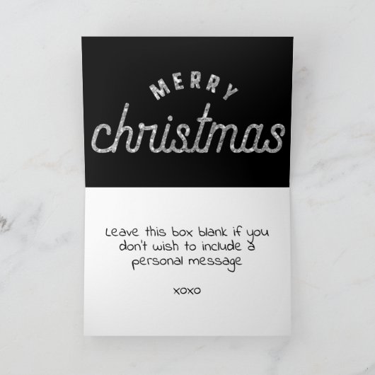 Silver Glitter Snowflake Kaart (Binnen)