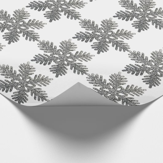 Silver Glitter Snowflake-kerstdecoratie Cadeaupapier (Hoek)