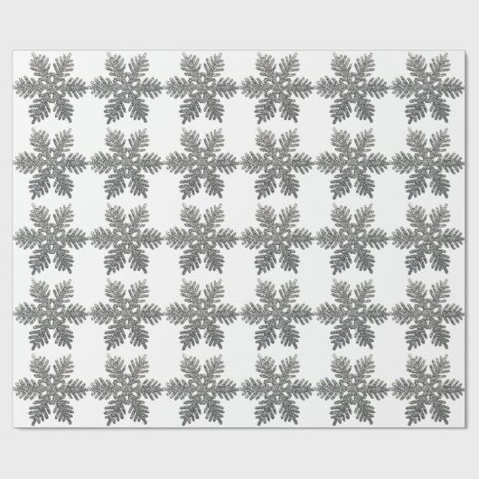 Silver Glitter Snowflake-kerstdecoratie Cadeaupapier (Vlak)