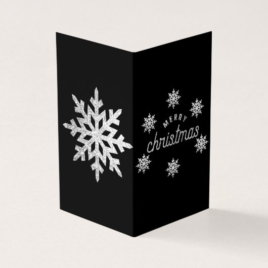Silver Glitter Snowflake-kerstkaarten Kaart (Buitenkant)