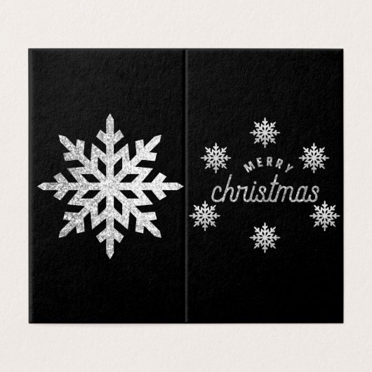 Silver Glitter Snowflake-kerstkaarten Kaart (Buitenkant ongevouwen)