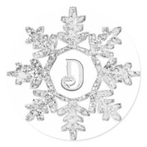 Silver Glitter Snowflake Monogram Kerstmis