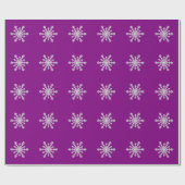 Silver Glitter Snowflake op Paarse kerst Cadeaupapier (Vlak)