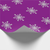 Silver Glitter Snowflake op Paarse kerst Cadeaupapier (Hoek)