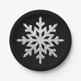 Silver Glitter Snowflake Papieren Bordje