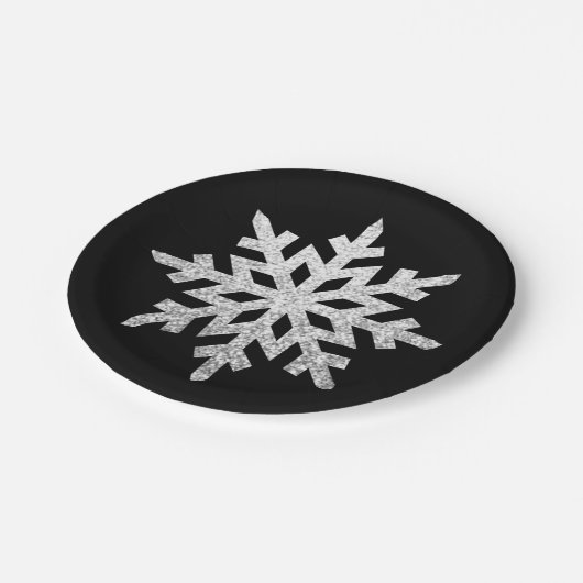 Silver Glitter Snowflake Papieren Bordje (Gekanteld)