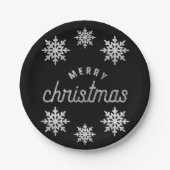 Silver Glitter Snowflake Papieren Bordje (Voorkant)
