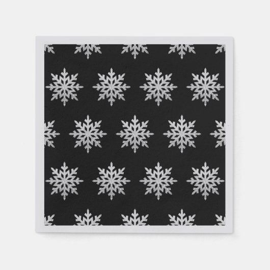 Silver Glitter Snowflake Pattern Napkins Servet (Voorkant)
