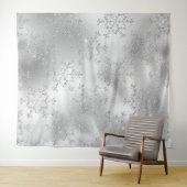 Silver Glitter Snowflake Photo Backdrop Wandkleed (In Situ (horizontaal))