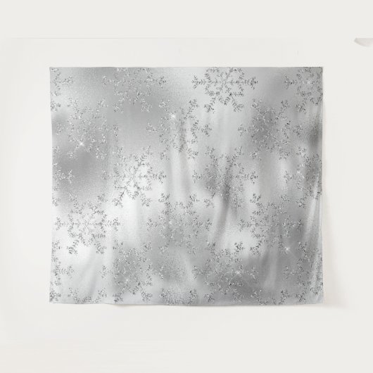 Silver Glitter Snowflake Photo Backdrop Wandkleed (Voorkant (horizontaal))