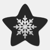Silver Glitter Snowflake Ster Sticker (Voorkant)