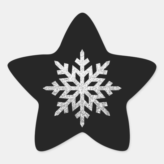Silver Glitter Snowflake Ster Sticker (Voorkant)