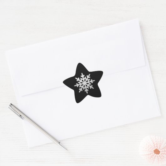 Silver Glitter Snowflake Ster Sticker (Envelop)