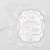 Silver Glitter Snowflake Twins Baby shower Kaart (Voorkant / Achterkant)