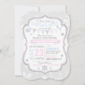 Silver Glitter Snowflake Twins Baby shower Kaart (Voorkant)
