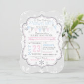 Silver Glitter Snowflake Twins Baby shower Kaart (Staand voorkant)
