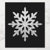 Silver Glitter Snowflake Wijn Etiket (Enkel label)