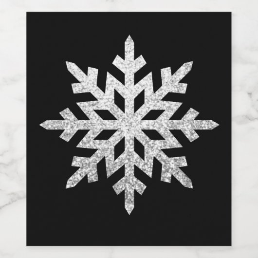 Silver Glitter Snowflake Wijn Etiket (Enkel label)