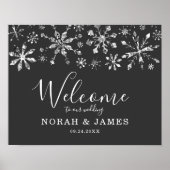 Silver Glitter Snowflake Winter Weduwen Welkom Poster (Voorkant)