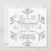 Silver Glitter Snowflake Xmas Holiday Kaart (Voorkant)