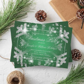Silver Glitter Snowflake Xmas Holiday Party Groen Kaart