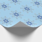 Silver Glitter Snowflakes Blue Star van David Cadeaupapier (Hoek)