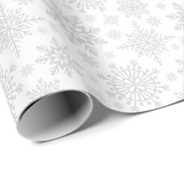 Silver Glitter Snowflakes Cadeaupapier