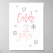 Silver Glitter Snowflakes | Kaarten en cadeaubonne Poster (Voorkant)