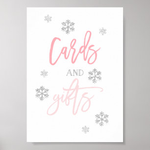 Silver Glitter Snowflakes Kaarten en cadeaubonne Poster