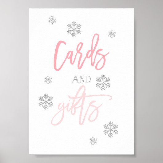 Silver Glitter Snowflakes | Kaarten en cadeaubonne Poster (Voorkant)