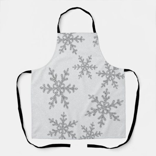 Silver Glitter Snowflakes, kerstmis Schort (Voorkant)