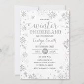 Silver Glitter Snowflakes Winter Birthday Kaart (Voorkant)