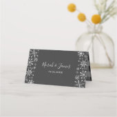 Silver Glitter Snowflakes Winter Wedding Plaatskaartje (Achterkant)