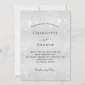 Silver glitter social media QR code bruiloft Kaart (Voorkant)