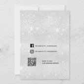 Silver glitter social media QR code bruiloft Kaart (Achterkant)