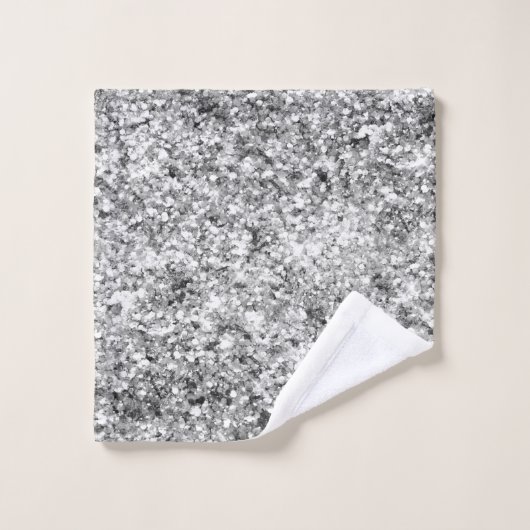 Silver Glitter Sparkle Bad Handdoek (Wasdoekje)
