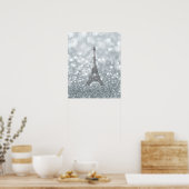 Silver Glitter Sparkle Bling Eiffel Tower Glam Poster (Keuken)