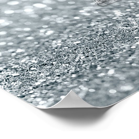 Silver Glitter Sparkle Bling Eiffel Tower Glam Poster (Hoek)