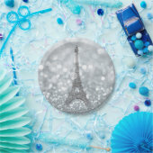 Silver Glitter Sparkle Bling Eiffel Tower Party Papieren Bordje (Feest)